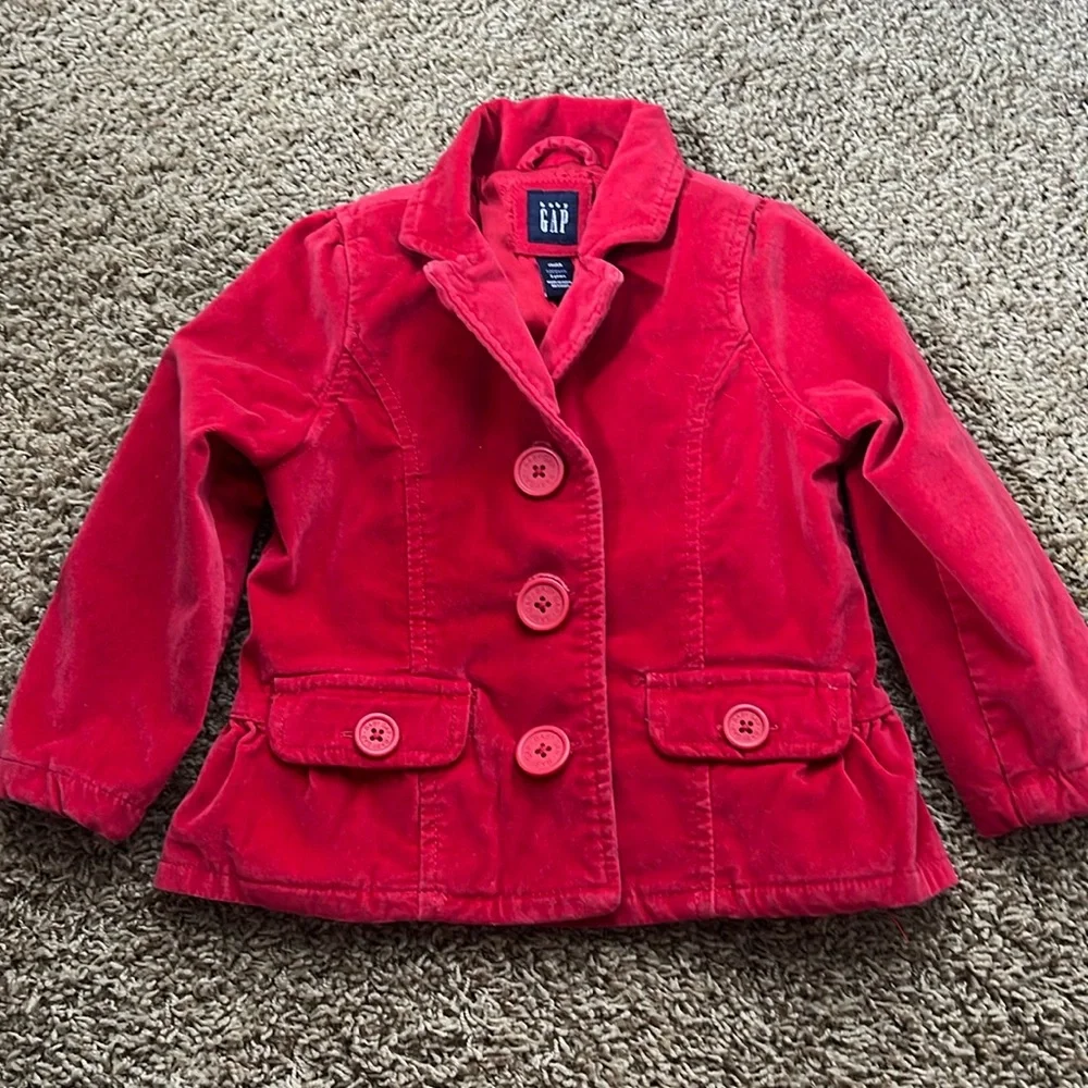Baby Gap Red Velour Holiday Jacket Size 3‎ Toddler